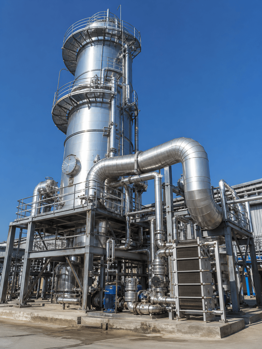 A thermal evaporator and crystallizer plant - the equipment the membrane train sizes for the residue only
